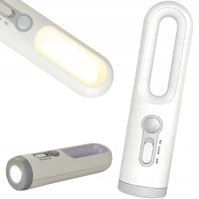 LED aku. nočna ročna svetilka s senzorjem gibanja USB bela