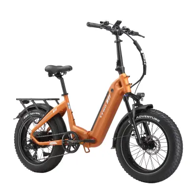 Zložljivo električno kolo TTGO F6 Boost 250W 48V 18Ah, doseg 120 km, 20” debele pnevmatike, oranžna