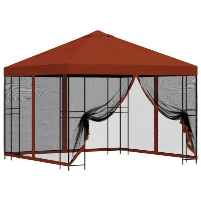 vidaXL Vrtni gazebo s stranskimi stenami 3 x 3 m Terakota