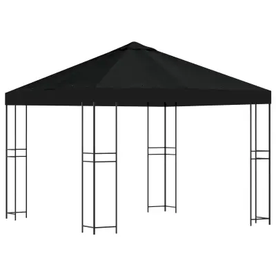 vidaXL Paviljon 3 x 3 m Črna Poliester in jeklo 190 gsm