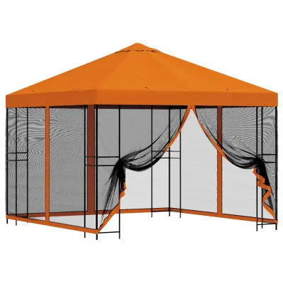 vidaXL Vrtni gazebo s stranskimi stenami 3 x 3 m Oranžna