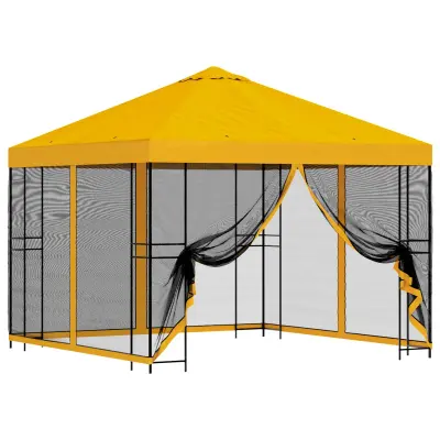 vidaXL Vrtni gazebo s stranskimi stenami 3 x 3 m Rumena