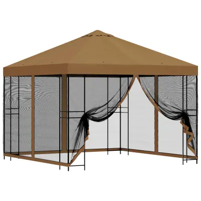vidaXL Vrtni gazebo s stranskimi stenami 3 x 3 m Bež