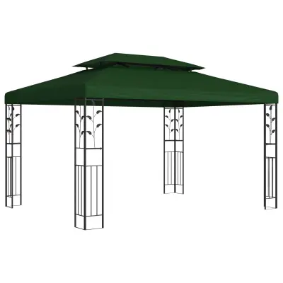 vidaXL Paviljon 3,97 x 2,96 x 2,68 m Zelena Poliester in jeklo