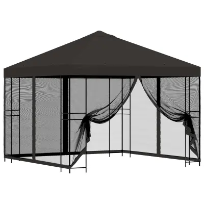 vidaXL Vrtni gazebo s stranskimi stenami 3 x 3 m Antracit
