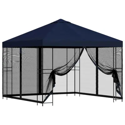 vidaXL Vrtni gazebo s stranskimi stenami 3 x 3 m Modra