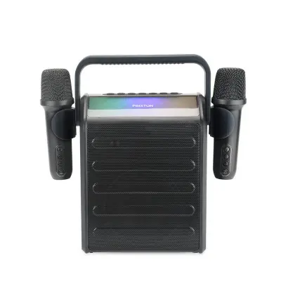 PRIXTON Prenosni Karaoke Zvočnik Party Star z 2 Brezžičnima Mikrofonoma, Bluetooth, LED, USB, MicroSD, 30 W