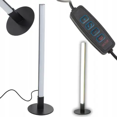 LED vertikalna namizna svetilka 3 barve svetlobe USB 40cm 120° črna