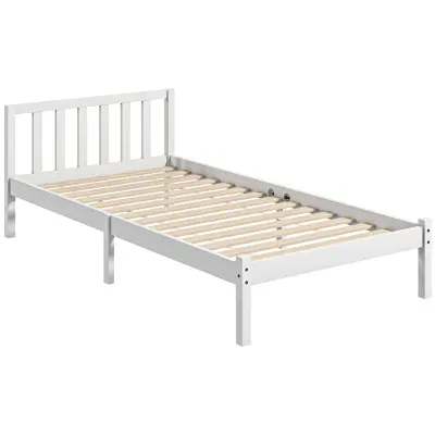 HOMCOM posteljni okvir borovina 208D x 96Š x 70V cm bela