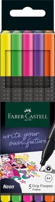 Flomaster faber-castell finepen grip 0,4mm neon 1/5