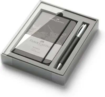 Set faber-castell ambition črn kemični svinčnik+rokovnik a6 z elastiko