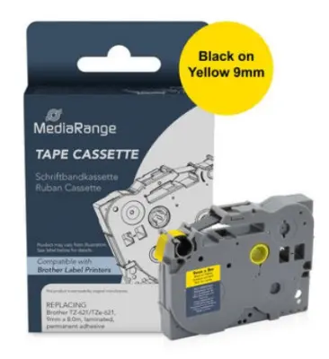 Trak p-touch tze-621 mediarange rumen/črn 9mm mrbtz621