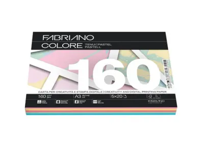 Papir barvni mix a3 160g pastel fabriano colore 1/100