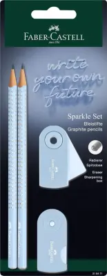 Komplet svinčnik b faber-castell+radirka+šilček sparkle sky