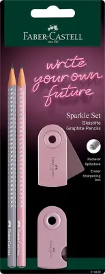 Komplet svinčnik b faber-castell+radirka+šilček sparkle poletje