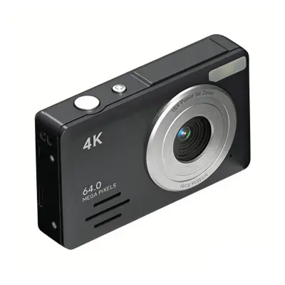 4K 64MP Digitalni Fotoaparat z 18x Zoomom - Potovalna Kamera za Selfije Black
