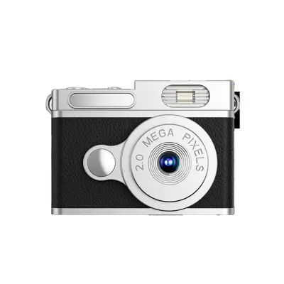 Retro mini kamera z 0,96-palčnim zaslonom in LED osvetlitvijo — HD fotografije, snemanje v zanki in širokokotni selfie Črna