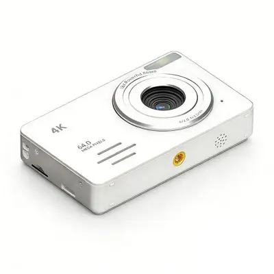 4K 64MP Digitalni Fotoaparat z 18x Zoomom - Potovalna Kamera za Selfije White