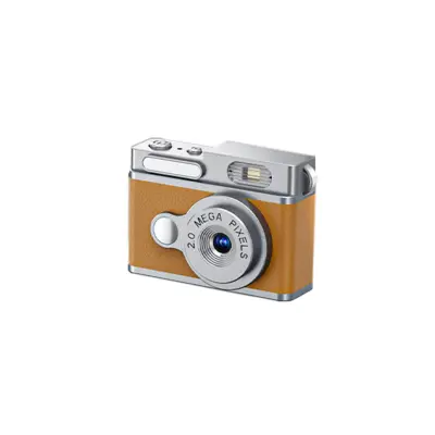 Retro mini kamera z 0,96-palčnim zaslonom in LED osvetlitvijo — HD fotografije, snemanje v zanki in širokokotni selfie Rjava