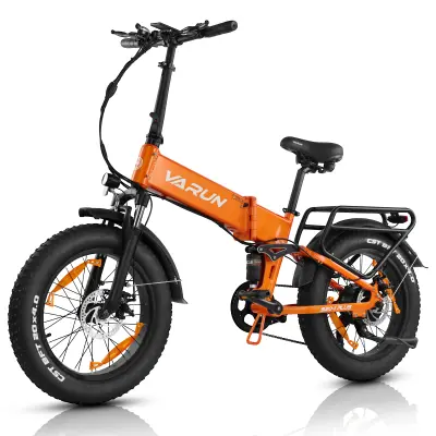 VARUN S20-2 Zložljivo električno kolo 20", 48V 13Ah baterija, debelo kolo, oranžna
