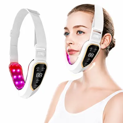V-Face Lifting Face Massager z 12 nastavljivimi nivoji - mikro vibracije in LED terapija White