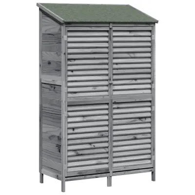 vidaXL Vrtno skladišče Siva 106 x 56 x 176,5 cm Trdna smreka