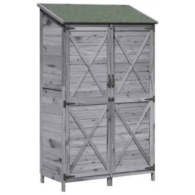 vidaXL Vrtno skladišče Siva 106 x 56 x 176,5 cm Inženirski les