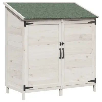 vidaXL Vrtno skladišče Bela 106,5 x 56 x 113,5 cm Inženirski les