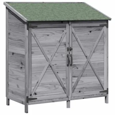 vidaXL Vrtno skladišče Siva 106 x 56 x 113,5 cm Inženirski les