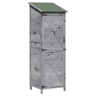 vidaXL Vrtno skladišče Siva 59,5 x 56 x 176,5 cm Inženirski les