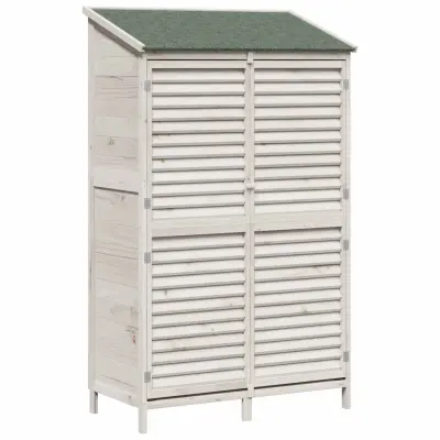 vidaXL Vrtno skladišče Bela 106 x 56 x 176,5 cm Trdna smreka