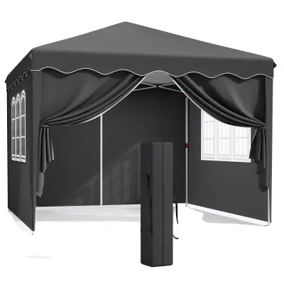 Šotor za pop-up nadstrešek, dimenzije 3 x 3 m, max višina 200 cm, jekleni okvir, črn
