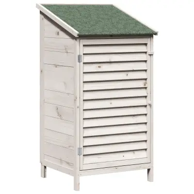 vidaXL Vrtno skladišče Bela 59 x 56 x 113,5 cm Trdna smreka
