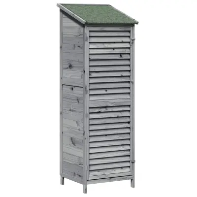 vidaXL Vrtno skladišče Siva 59 x 56 x 176 cm Trdna smreka