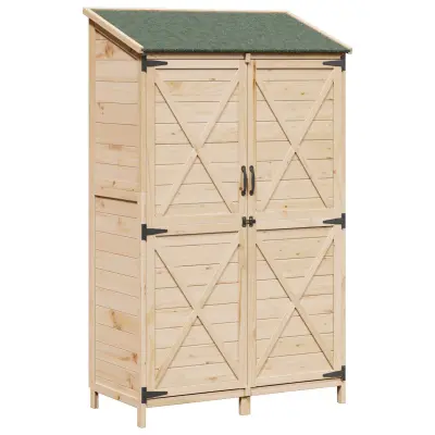 vidaXL Vrtno skladišče Naravna 106 x 56 x 176,5 cm Inženirski les