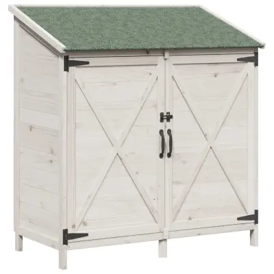 vidaXL Vrtno skladišče Bela 106 x 56 x 113,5 cm Inženirski les