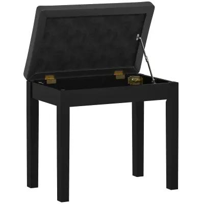 HOMCOM klavirska klop kavčukov les, umetno usnje 55D x 34Š x 50V cm črno