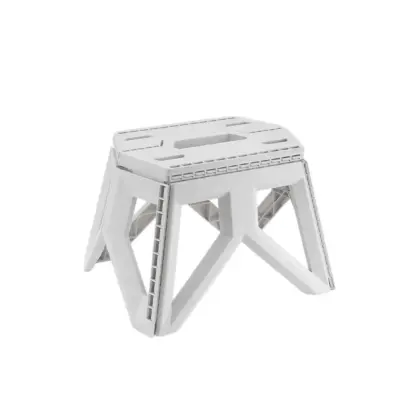 Prenosna zložljiva stolica z visoko nosilnostjo in protizdrsnimi nogami grey+white