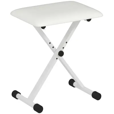 HOMCOM klavirska klop kovina, umetno usnje 39D x 29Š x 37–47V cm bela