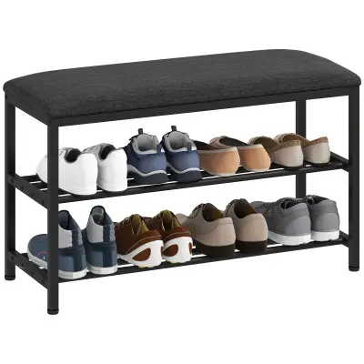 HOMCOM klop za čevlje lan, kovina 81D x 31Š x 50V cm črno