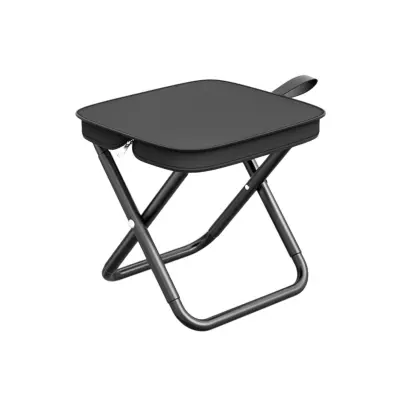 Prenosni zložljiv kamp stol, aluminijasto ogrodje in poliester Black