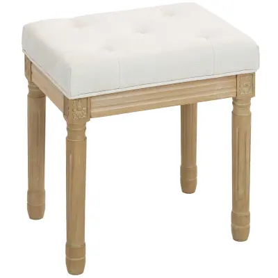 HOMCOM sedežni tabure poliester, kavčukov les 42D x 32Š x 46,5V cm bež