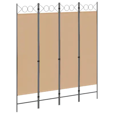 vidaXL 4-panelni pregradnik Bež 160 x 180 cm Blago