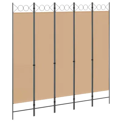 vidaXL 5-panelni pregradni zid Bež 200 x 200 cm Blago