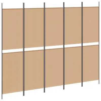 vidaXL 5-panelni pregradni steni Bež 250 x 200 cm Blago