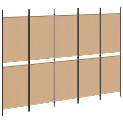 vidaXL 5-pultni delitelj prostora Bež 250 x 180 cm Blago