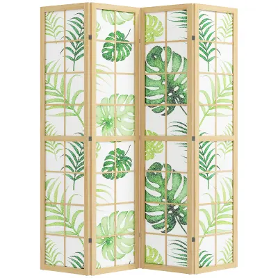 HOMCOM paravan netkani material, borovina 160D x 1,8Š x 170V cm naravno+zeleno