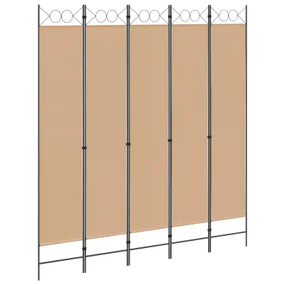 vidaXL 5-panelni pregradni zid Bež 200 x 220 cm Blago