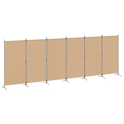 vidaXL 6-Panelski Pregradni Stojalo Bež 520 x 180 cm Blago