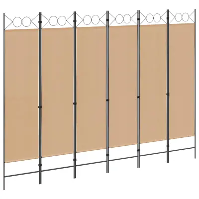 vidaXL 6-Panelski Pregradni Stojalo Bež 240 x 180 cm Blago